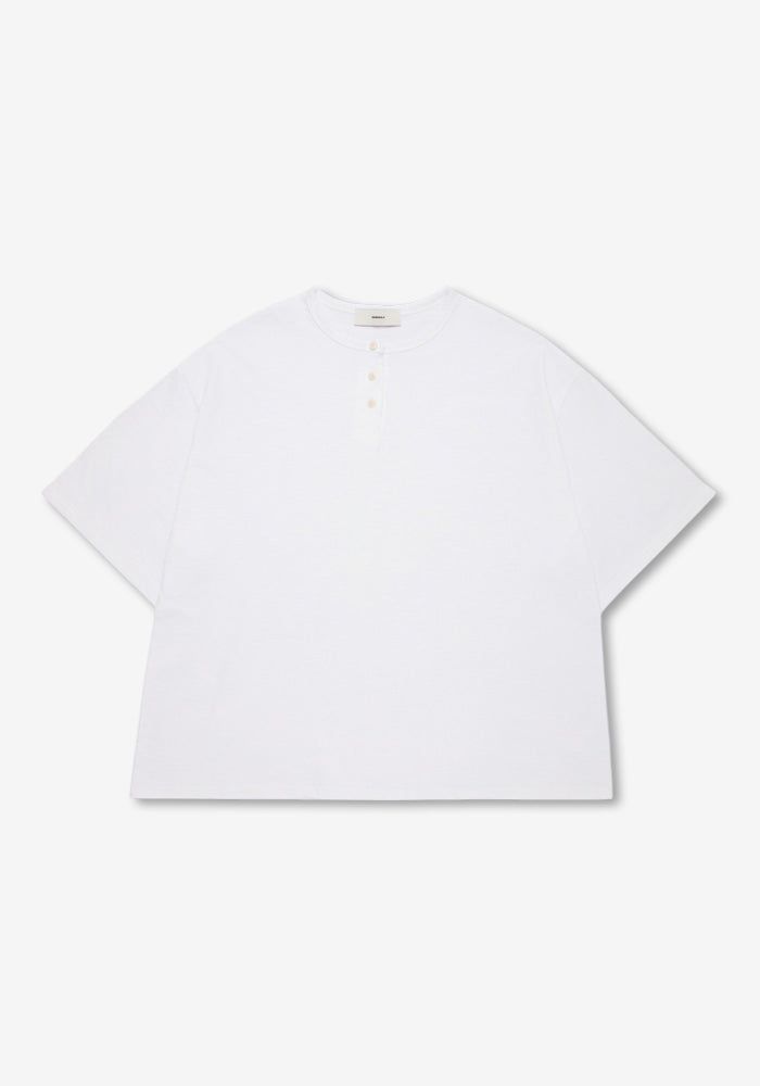 [SEMADE] Short Slub Henley Neck Over Sleeve 슬럽 헨리넥 티셔츠 (반팔)