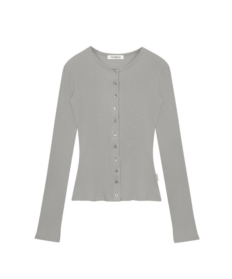 BUTTON RIBBED CARDIGAN ASH GREY