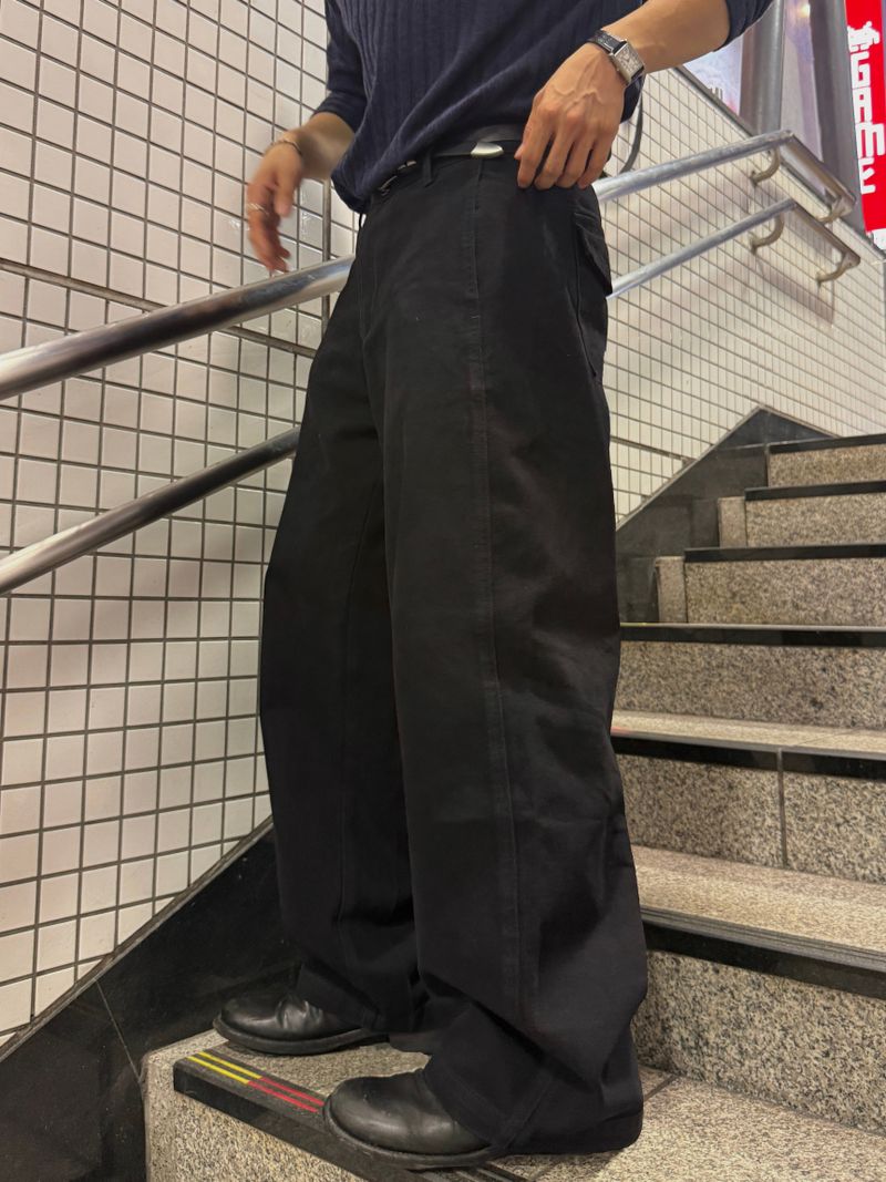 Back pocket dyed barrel denim pants