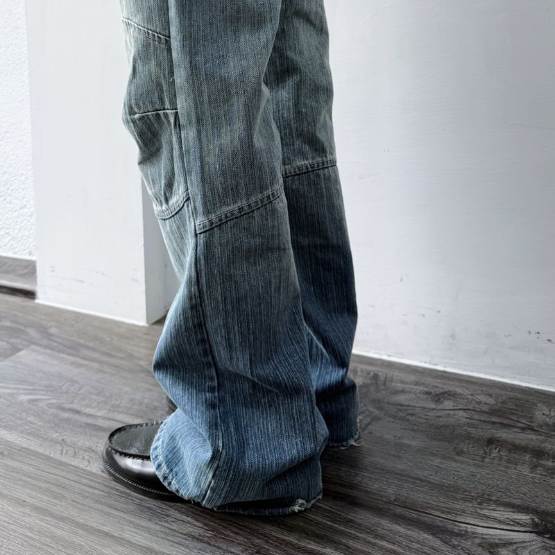 Panelled Straight-Leg Denim Pants
