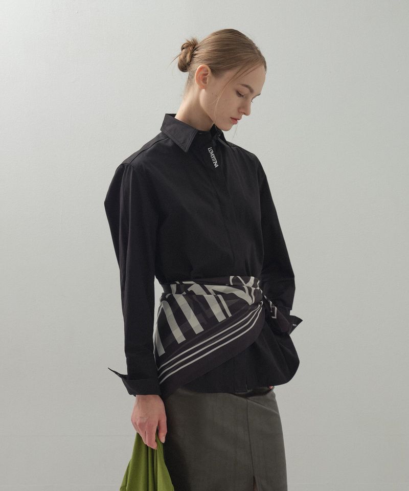 Hidden Embroidery Stitch Shirt_Black