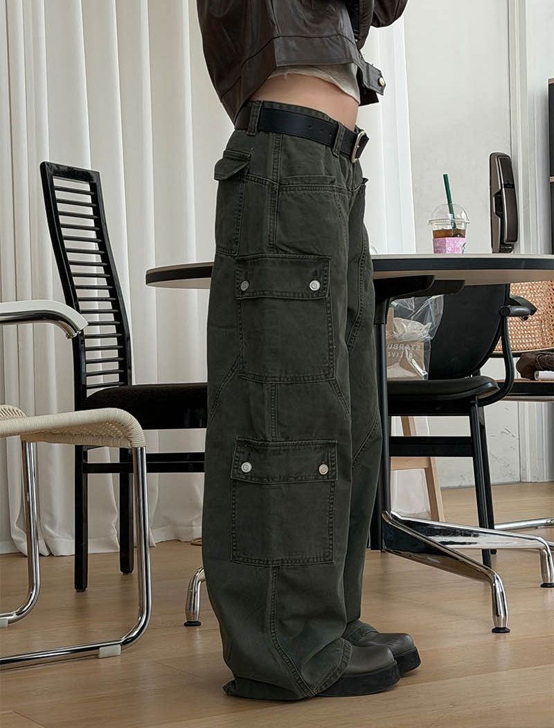 Wide flare cargo pants(2color)
