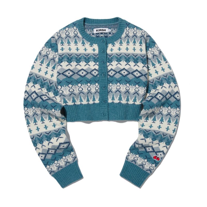 FAIR ISLE KNIT CARDIGAN [BLUE]