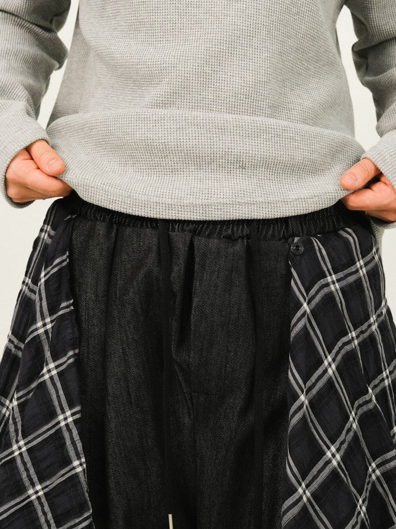 SE Non-fade Check Layered Denim Pants