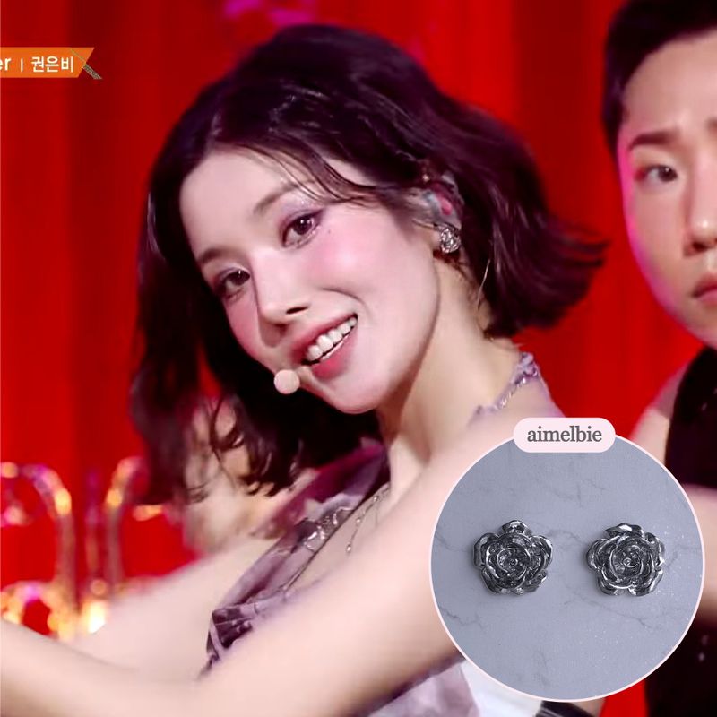 [IVE Yujin Piercing] Metal Rose Piercing - Silver Color