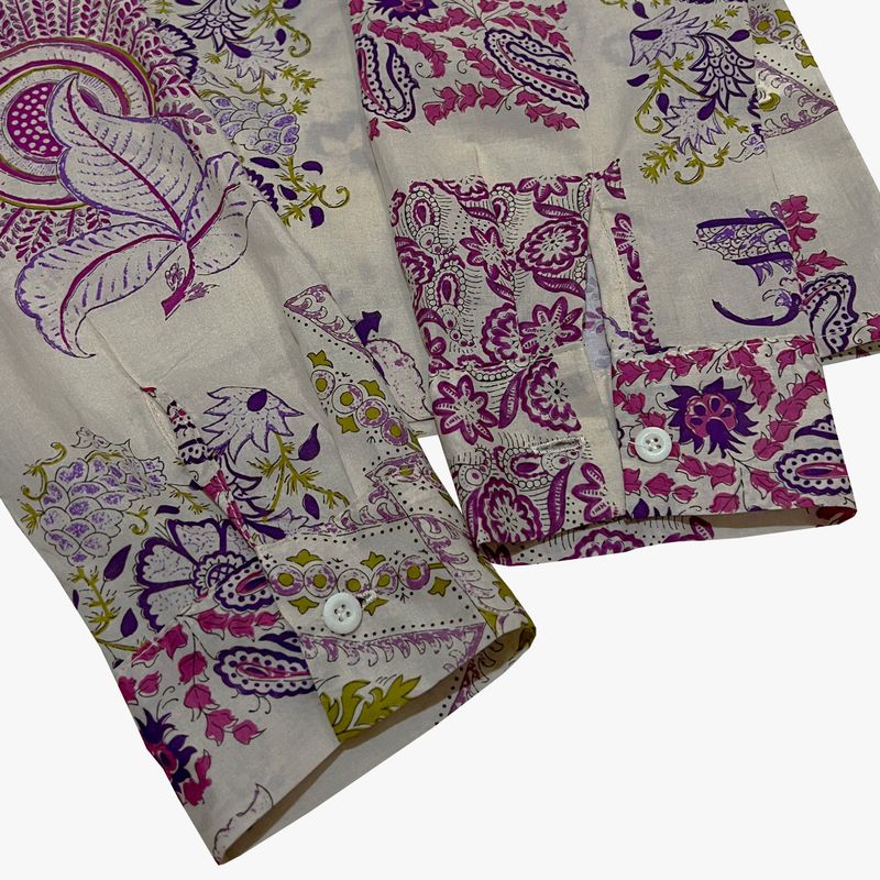 ethnic paisley open collar shirt_purple