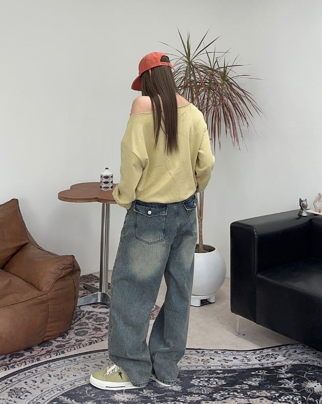 Hail Back Pocket Washed Denim Pants