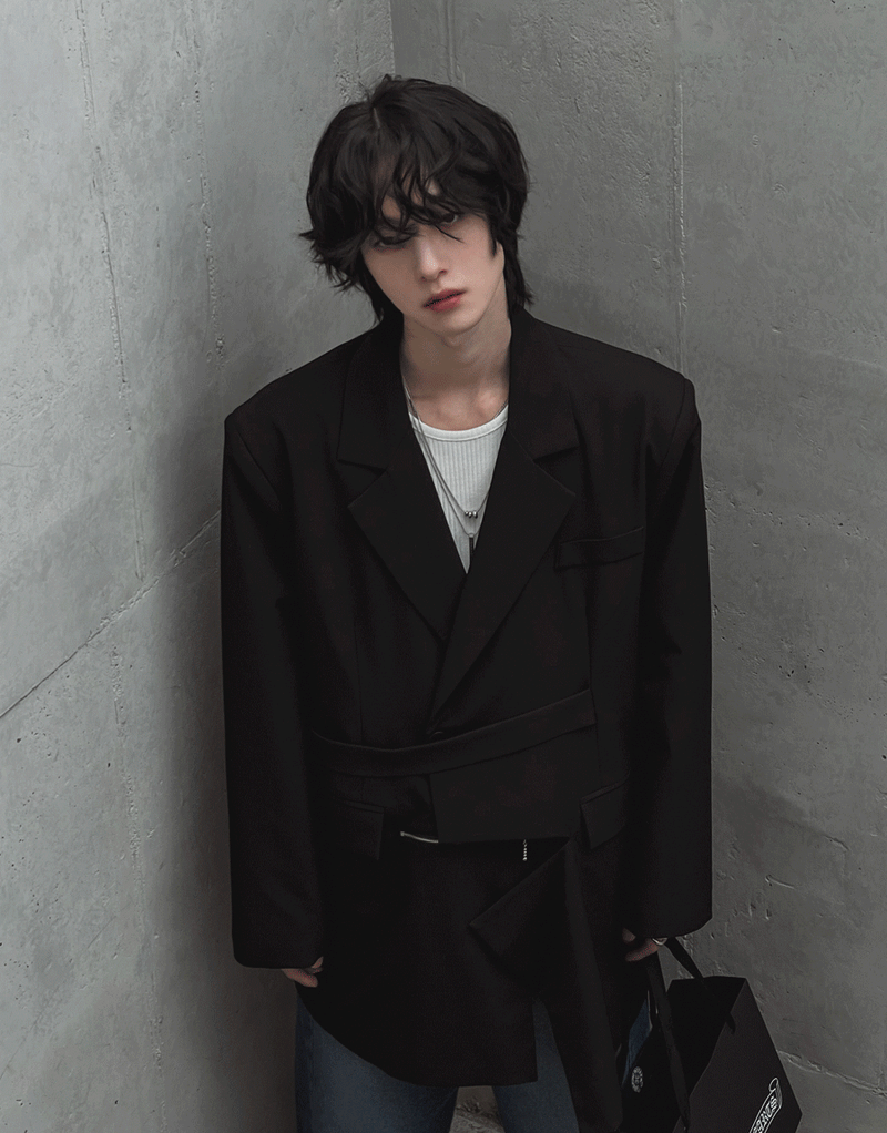 2PLAN（ツープラン）の「アンバランスカットアウトファスナーブレザー（ジャケット/アウター）」