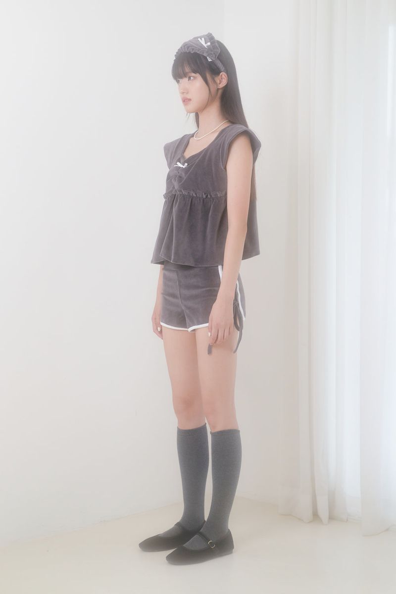 VELVET PAJAMA BOTTOM (CHARCOAL)