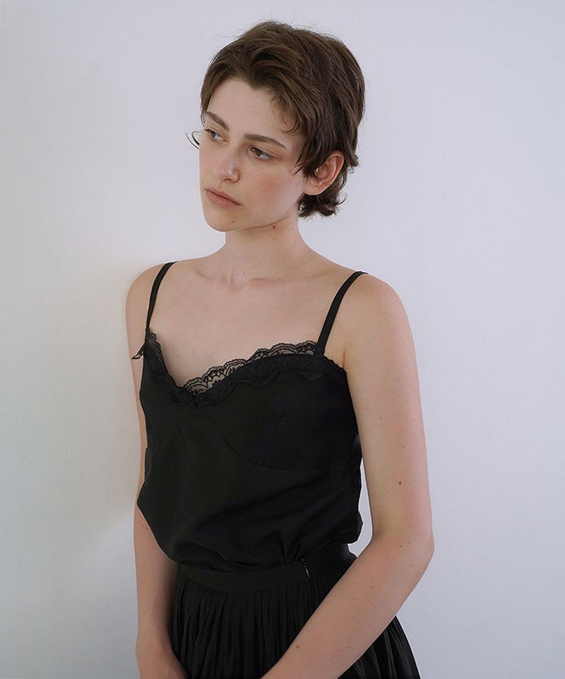 WITHOUTSUMMER（ウィズアウトサマー）の「Sleek lace sleeveless_black（Tops）」