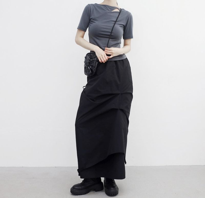 Senn String Shirring Long Skirt