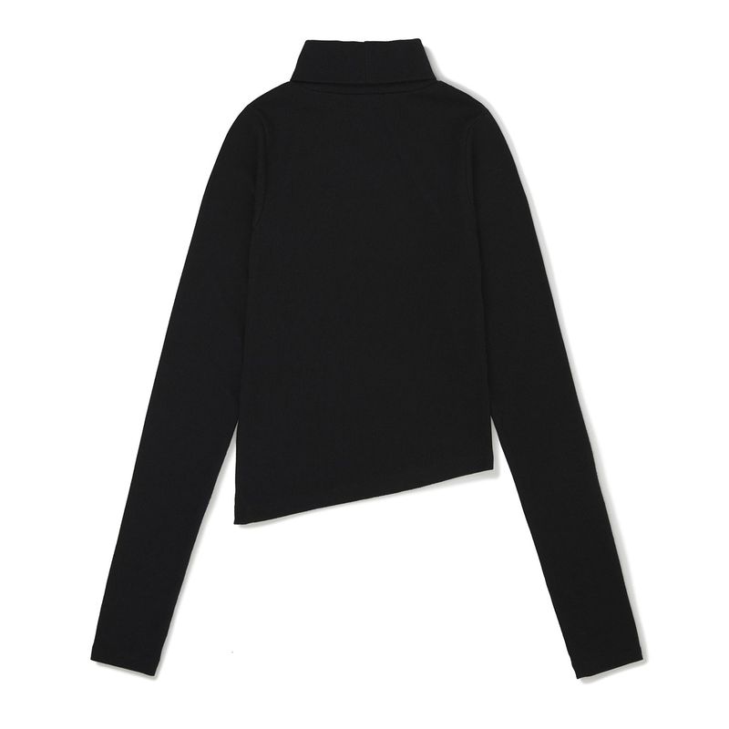スリムフィットアンバランスタートルネック / Slim-fit Unbalance Turtleneck [BLACK]