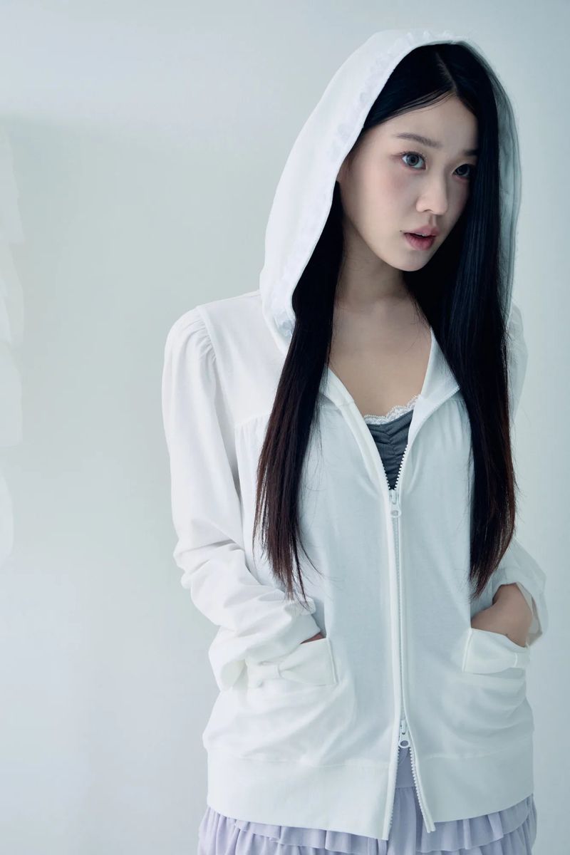 Melody shirring hoodie (Ivory)