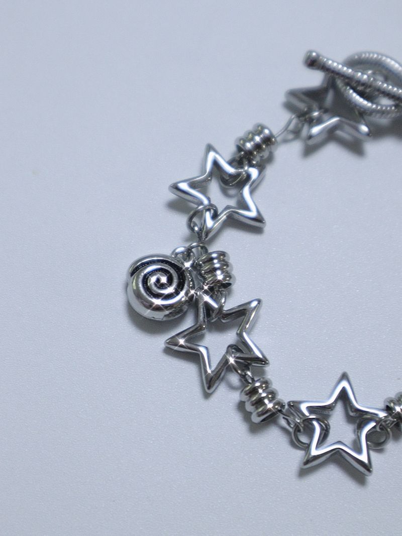 All stainless steel orbit star bracelet
