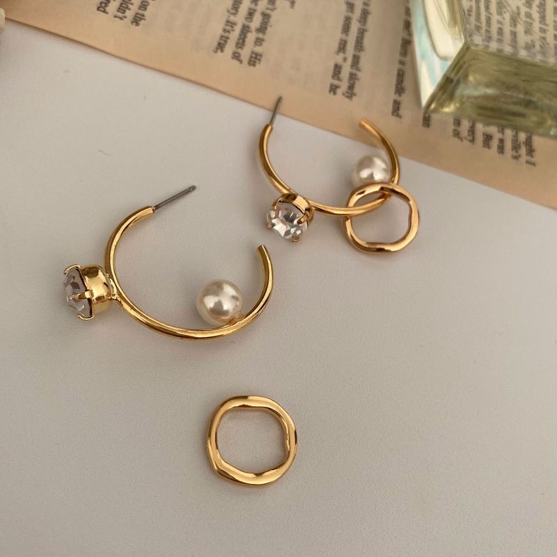 op Pearl Earrings Unique Drop Twin Ring Earrings Wedding Guest Look