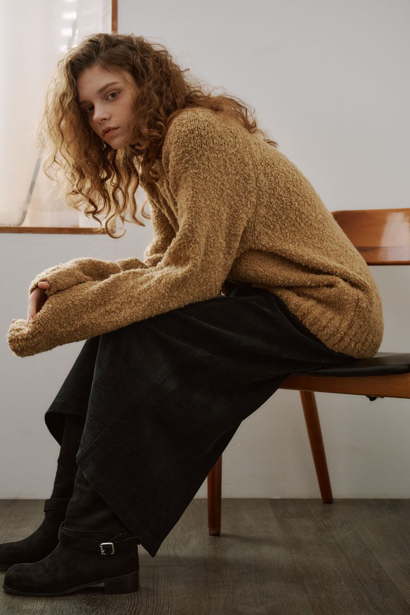 Coil round knit (Beige)
