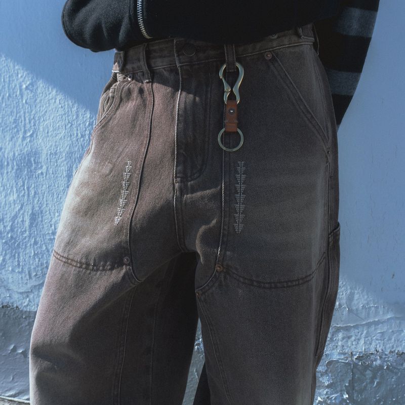 Double knee denim work pants / Brown