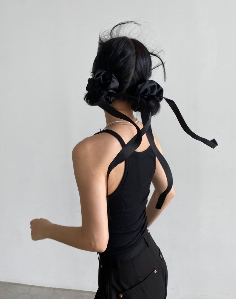 another language（アナザーランゲージ）の「サテンストラップシュシュ (BLACK)（ヘアアクセサリー）」