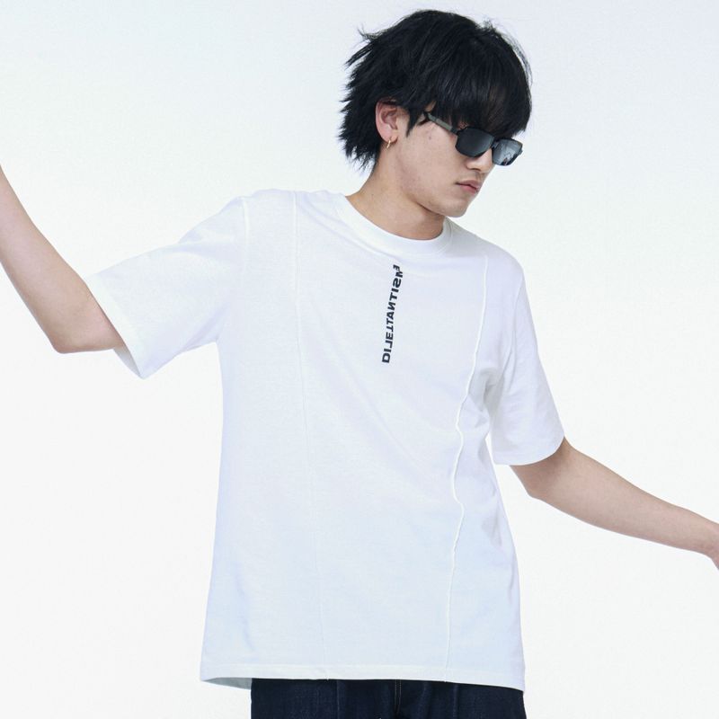 OVERFIT LOGO PINTUCK LINE T-SHIRTS (WH)
