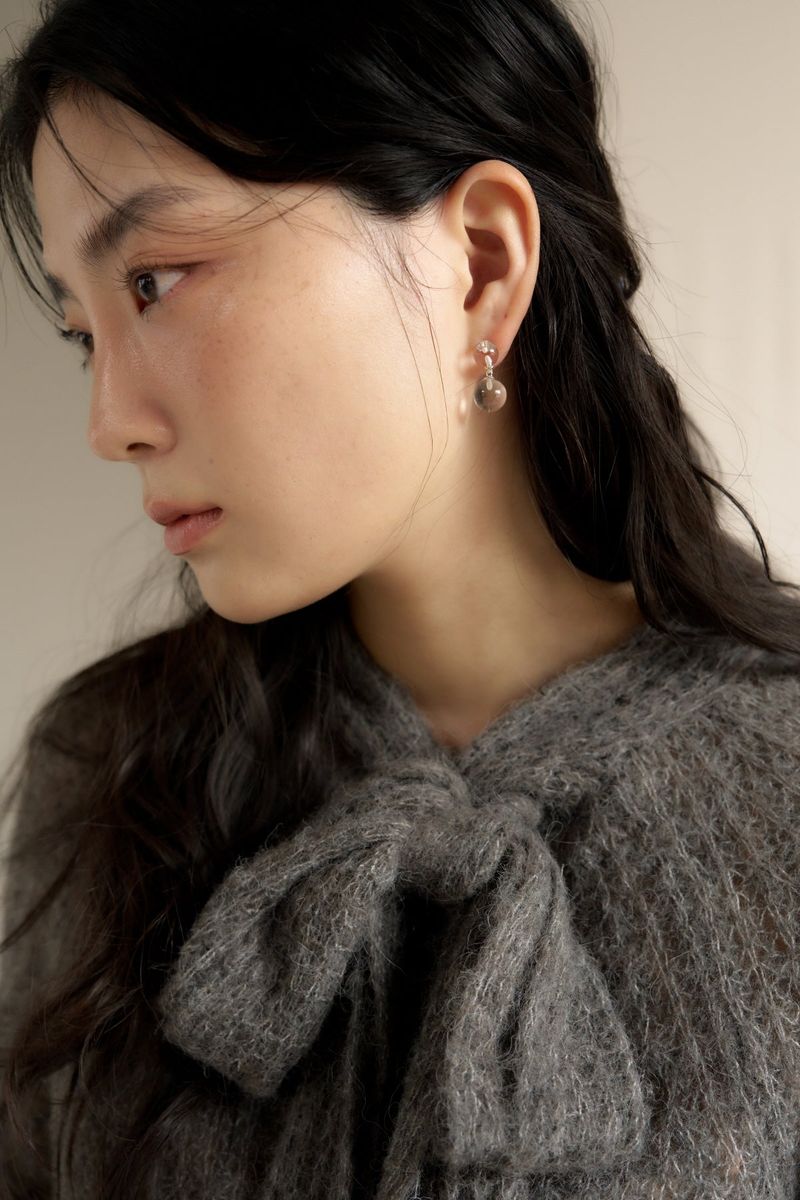 clear quartz earring (2color)
