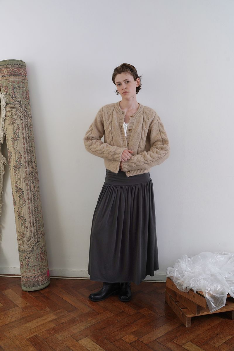 Mohair cable cardigan_beige