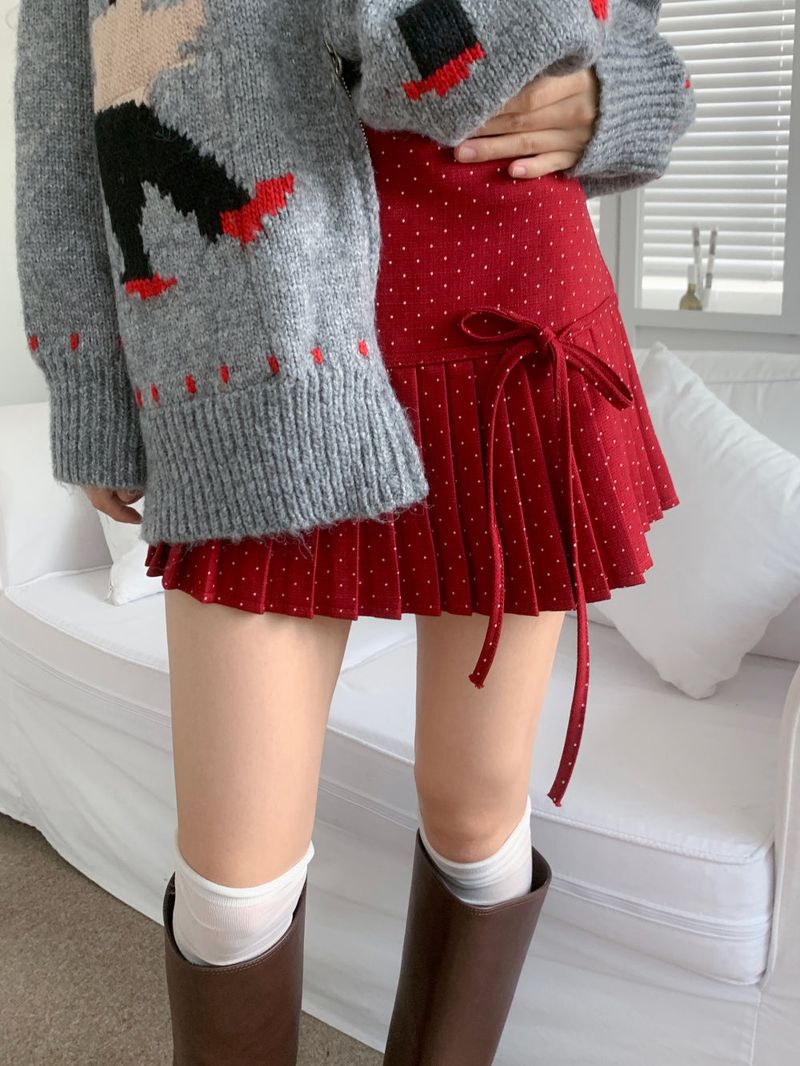 Melody Dot Pleated Mini Skirt (3 colors)