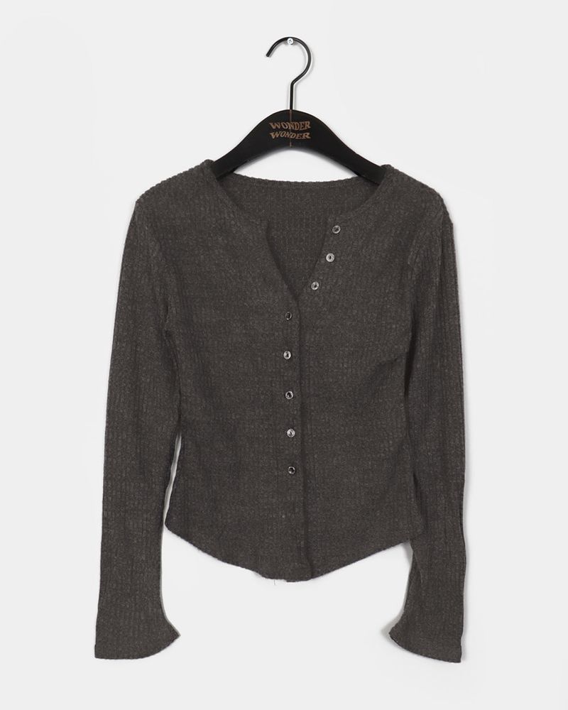 AllMew Corduroy Ribbed V-Neck Button Cardigan