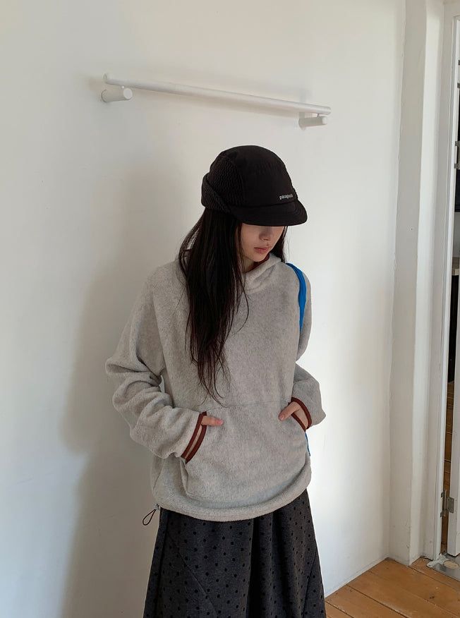 Comdero color matching fleece brushed hoodie