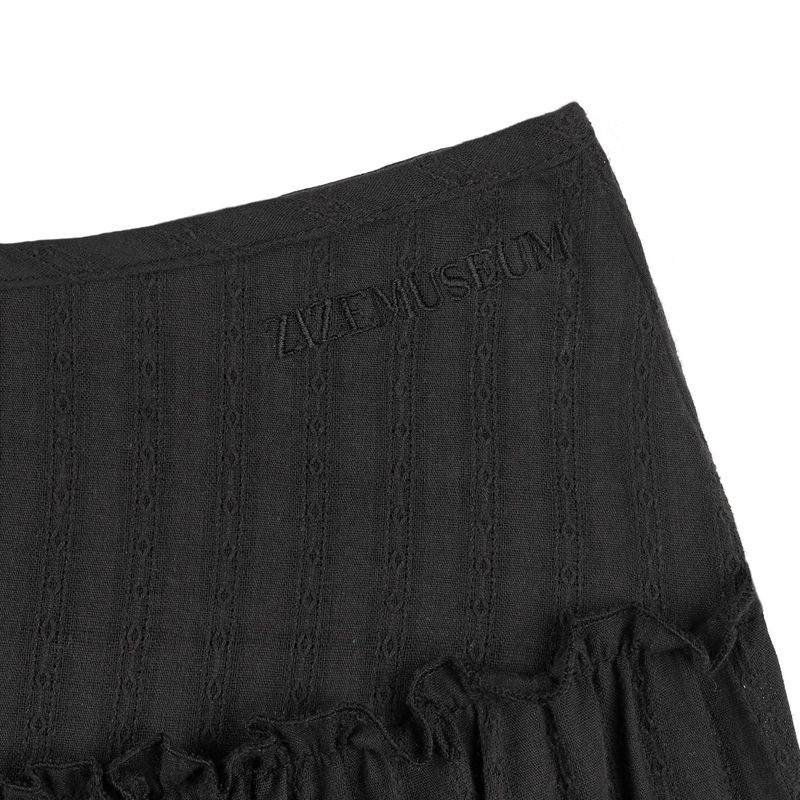 JACQUARD TIERED SKIRT (BLACK)