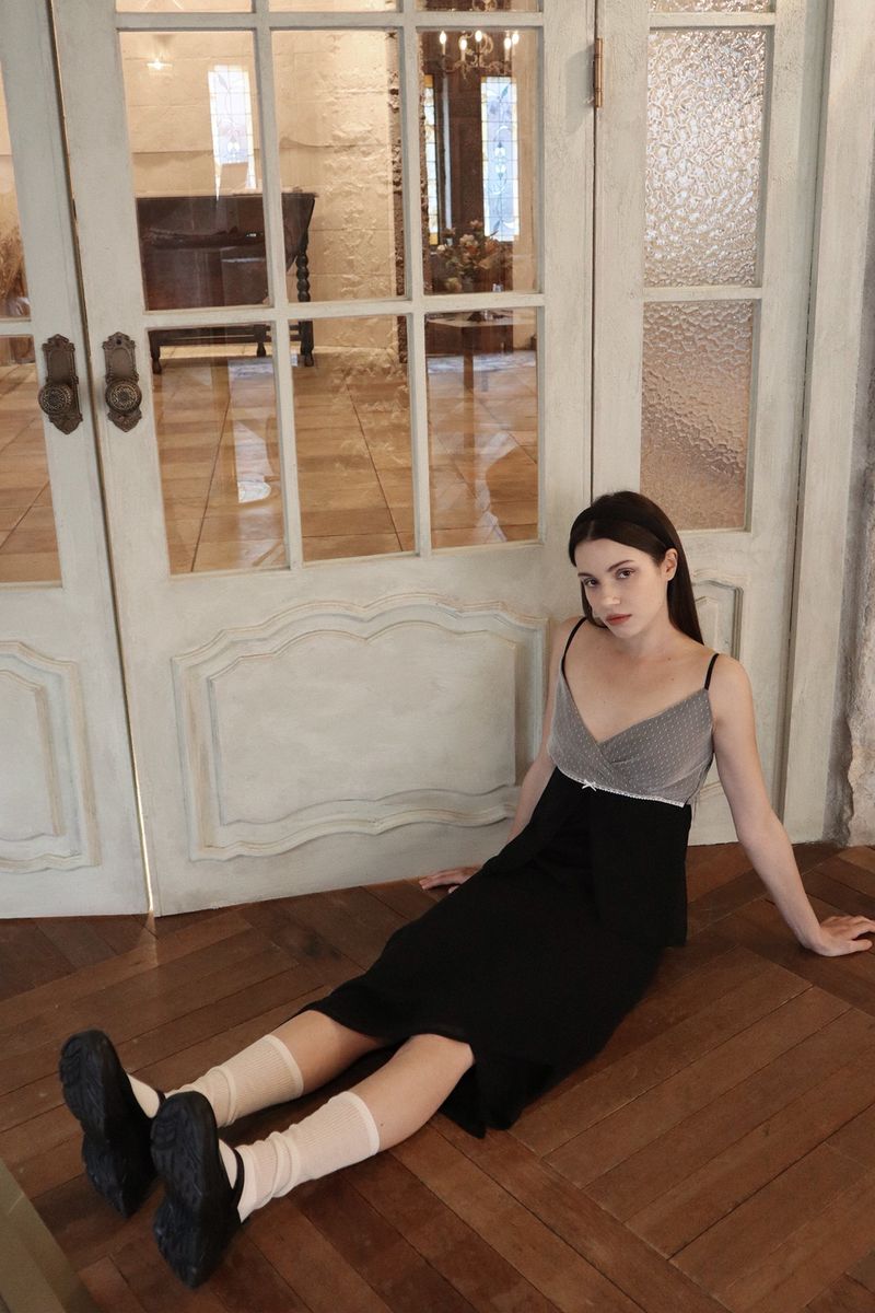  Lisha wrap long skirt (black)