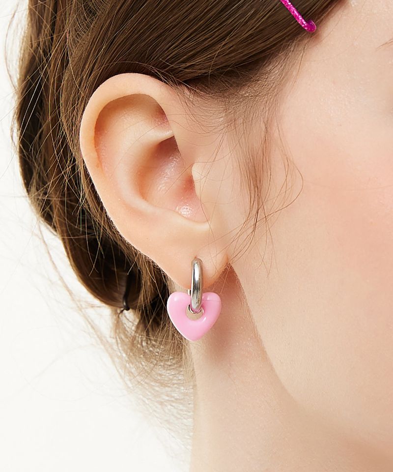 Heart Beads Hoop Ring Surgical Earrings