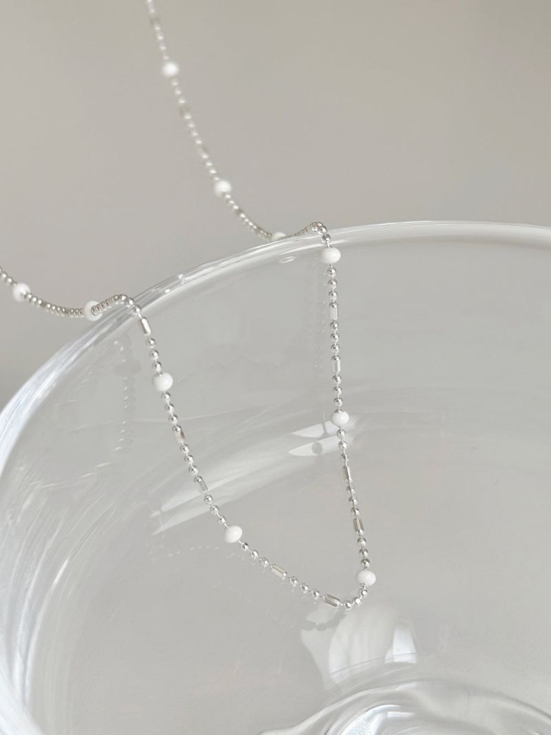 [silver 925] silver white bead necklace