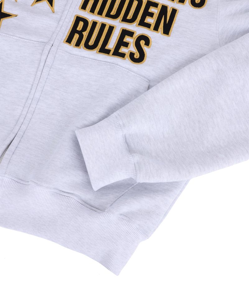 Star Lettering Patch Hoodie Zip-Up - White