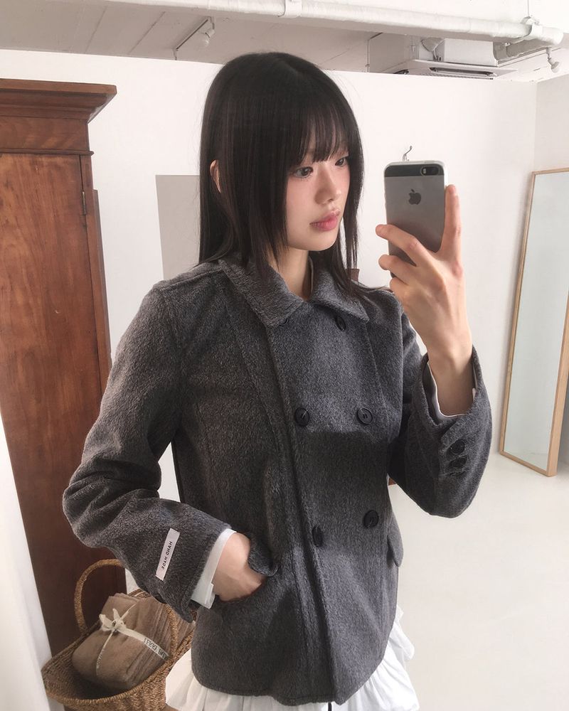 Romkin incision collar short jacket coat