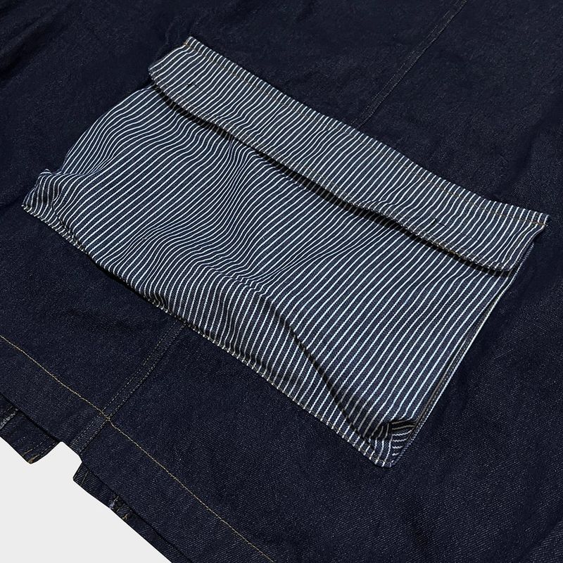 stripe patch denim cardigan_blue