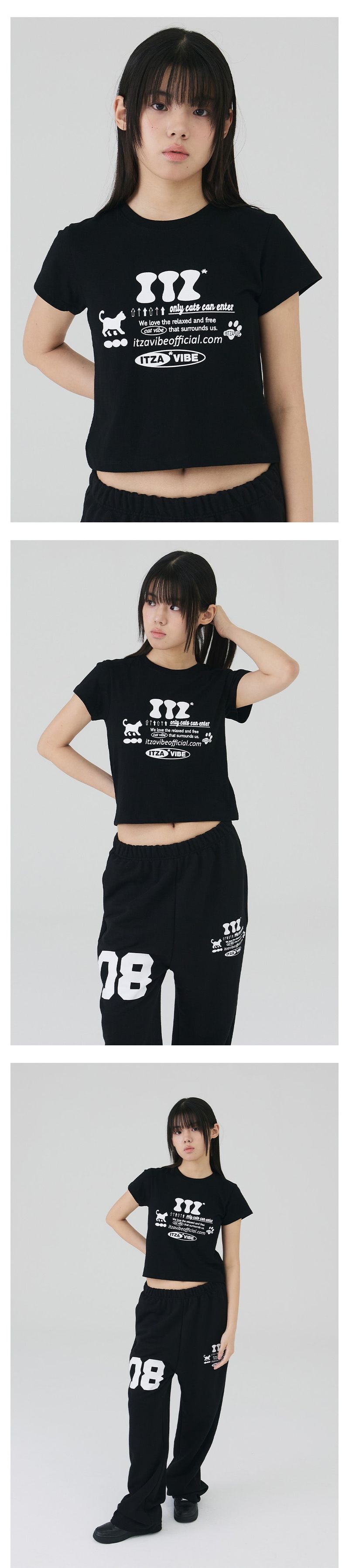 ITZ OFFICIAL LOGO CROP T SHIRT - BLACK