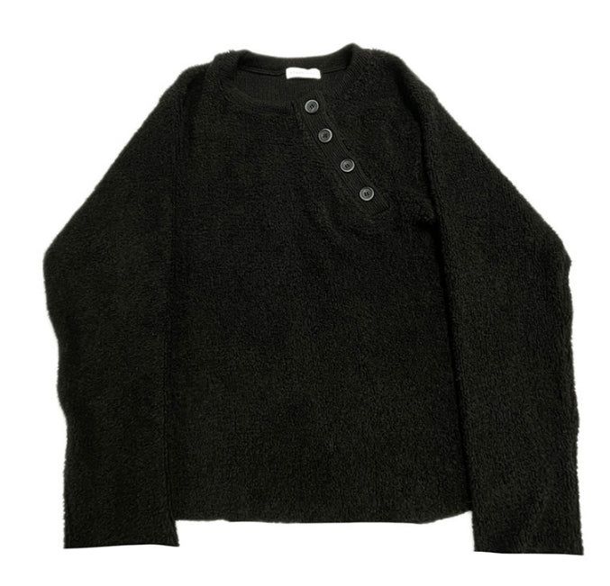Diagonal Button Loose Fit Bookle Knitwear