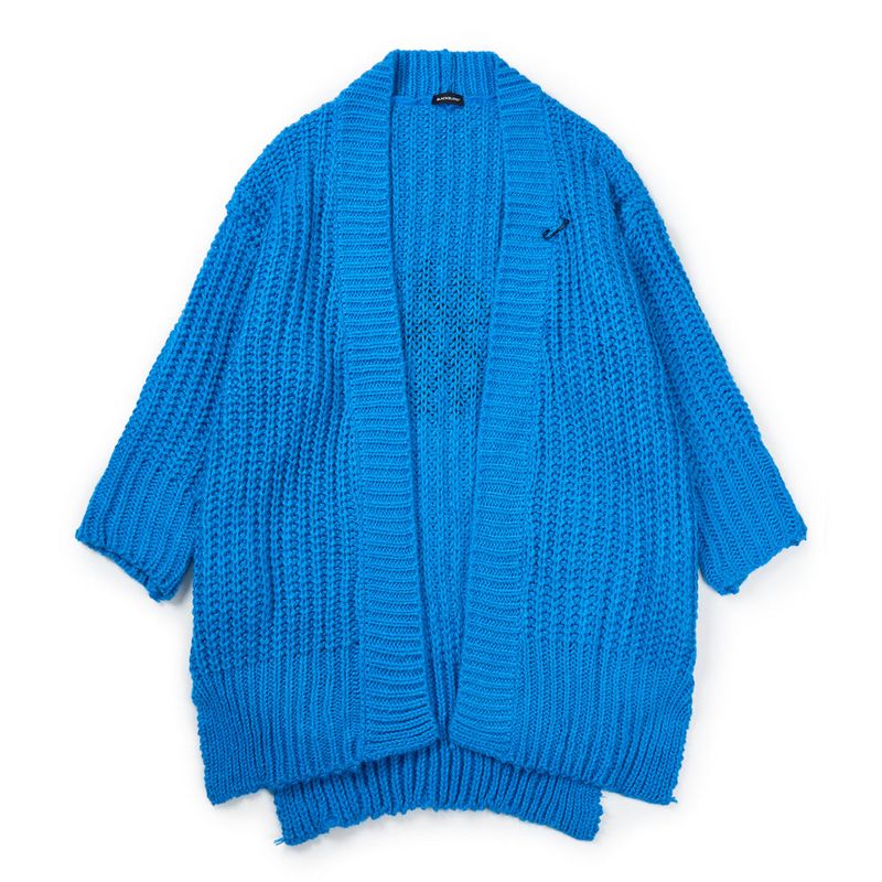 BBD Graffiti Logo Draped Flow Knit Cardigan (Blue)