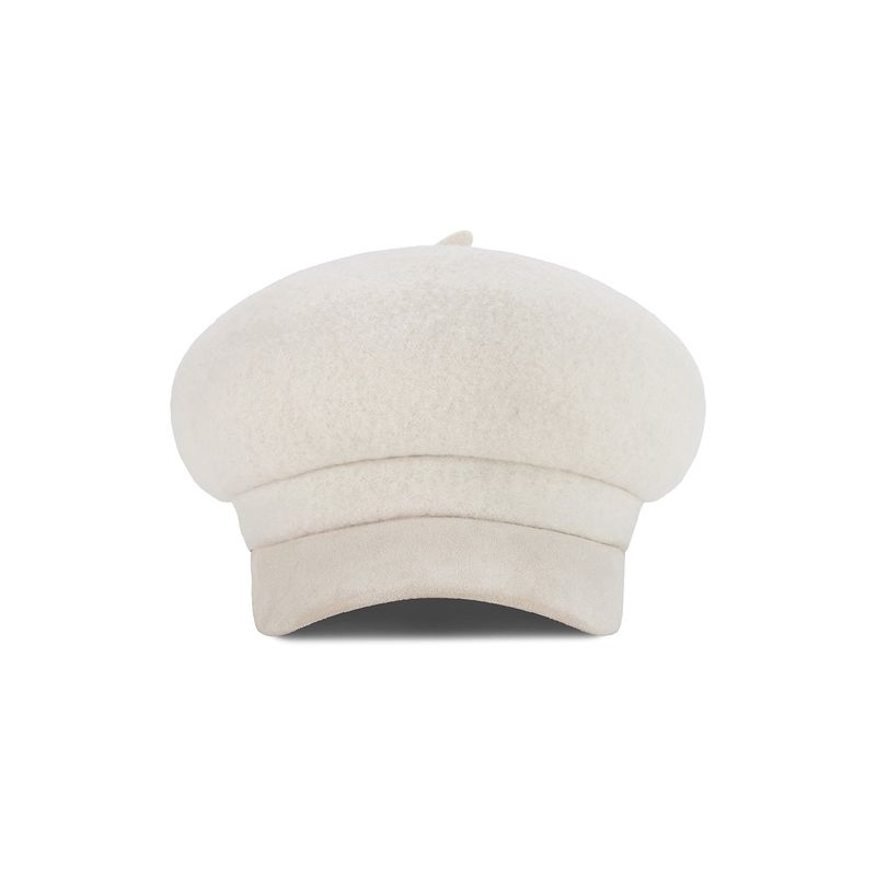 VA Stud Wool Combo Newsboy Cap / Ivory