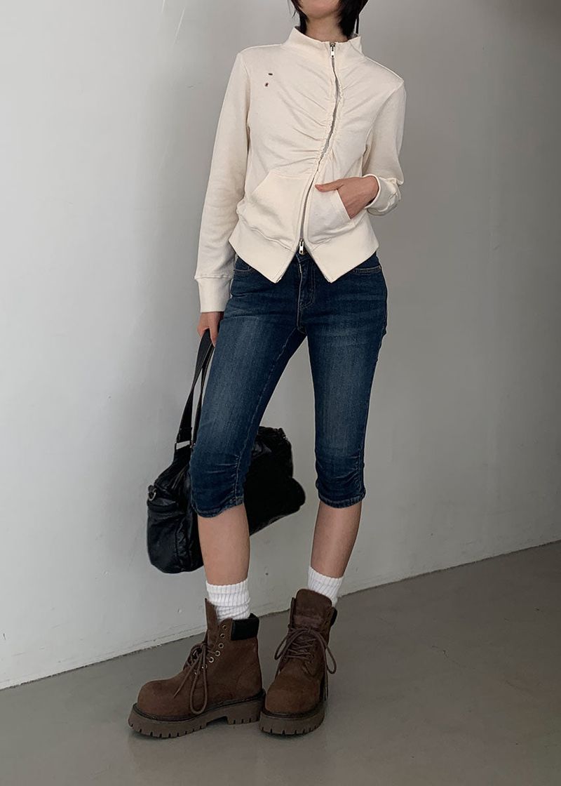 SHIRRING CAPRI DENIM