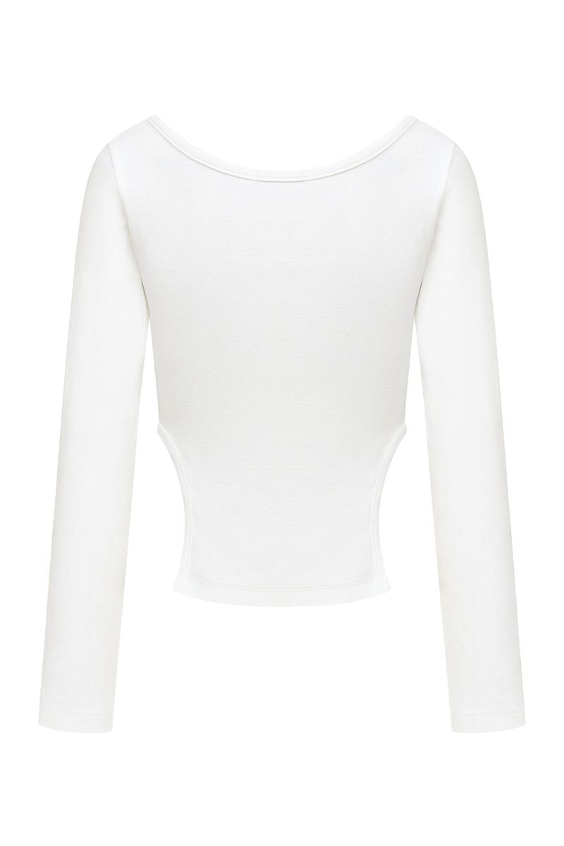Eyelet side-cut tee (white)