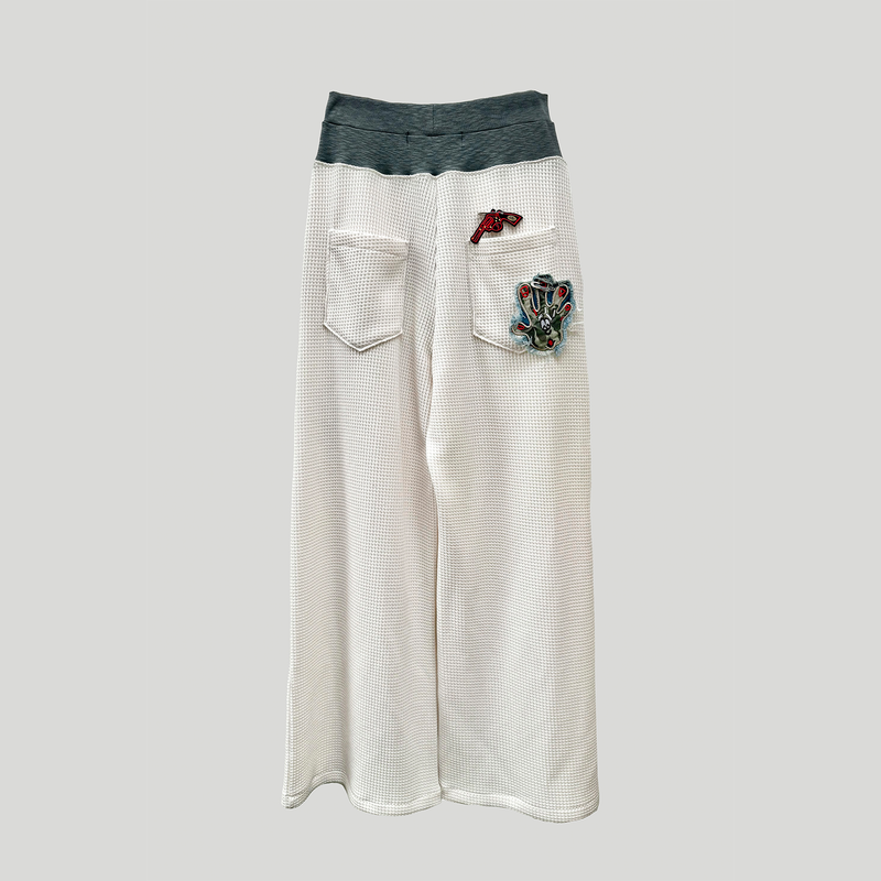 TWO-TONE WAIST WAFFLE PANTS