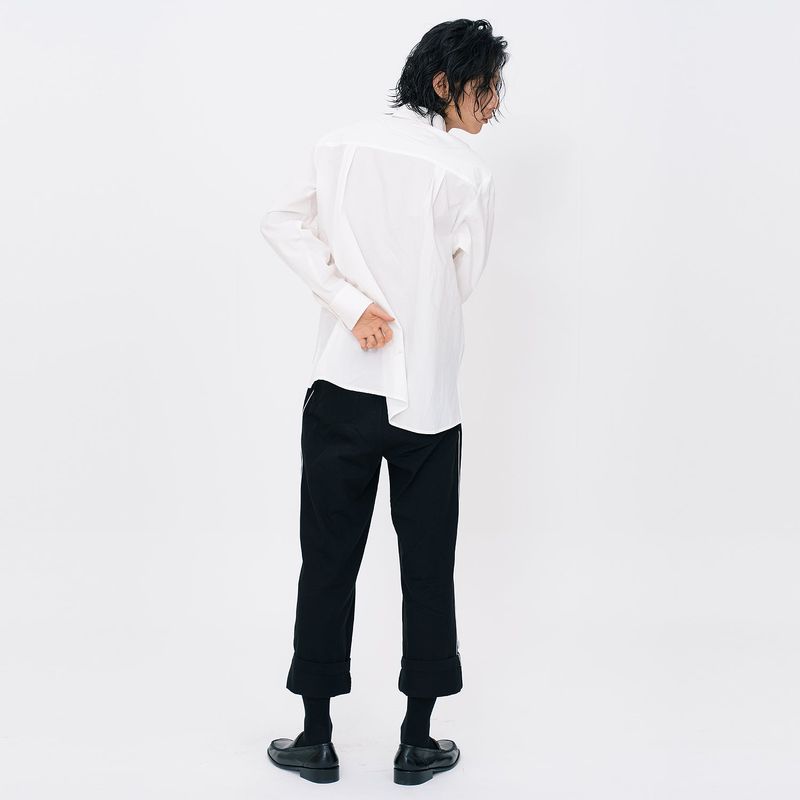 Crinkle Basic Shirts [White]