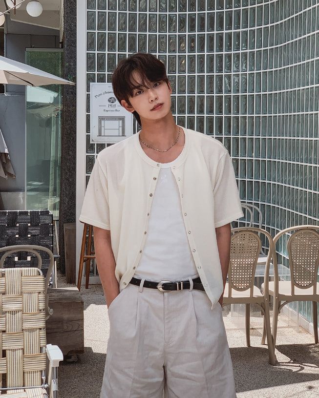 [1+1] Snapd Round Short Sleeve Cardigan