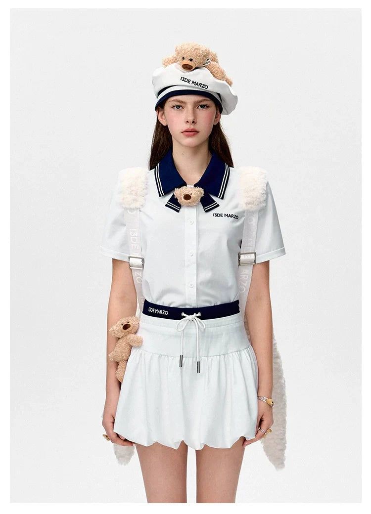13DE MARZO(トレセ・デ・マルゾ)の「13DE MARZO Bear Sailor Collar Shirt(Tops)」