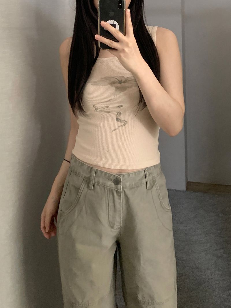 Erica Flower Ribbed Sleeveless