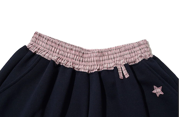 CHECK BANDING BERMUDA PANTS - NAVY