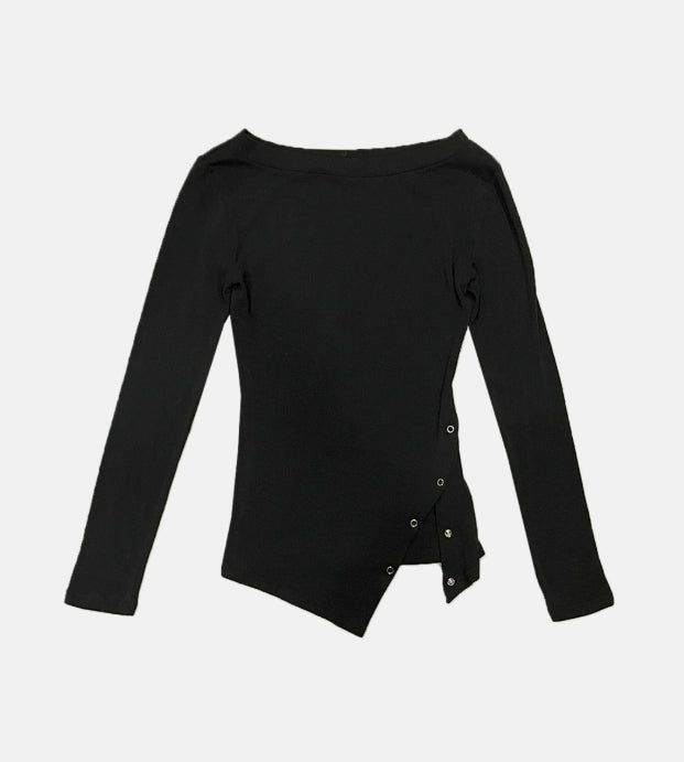 スナップスリム長袖Tシャツ