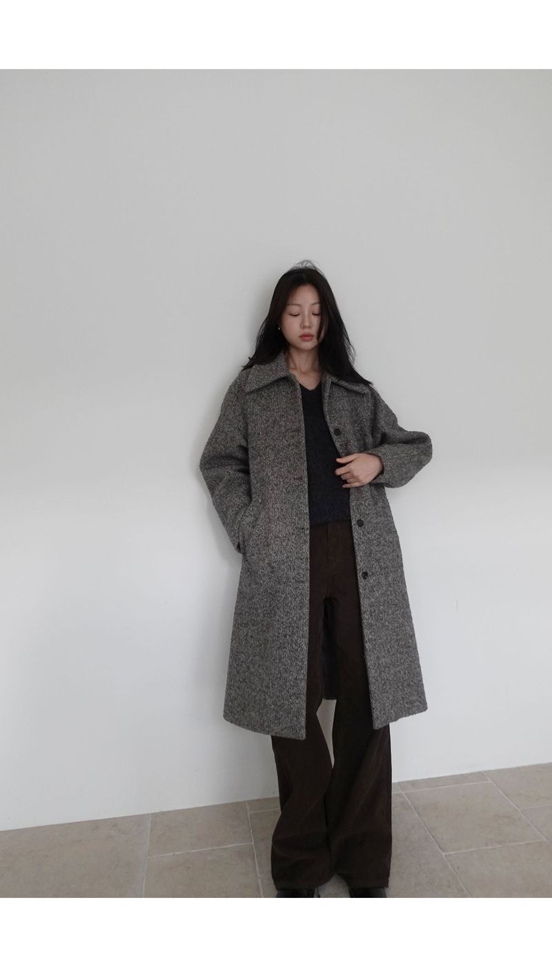 Grain collar raglan coat