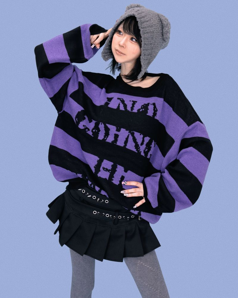 ストライプパンクボックスニット (2color)